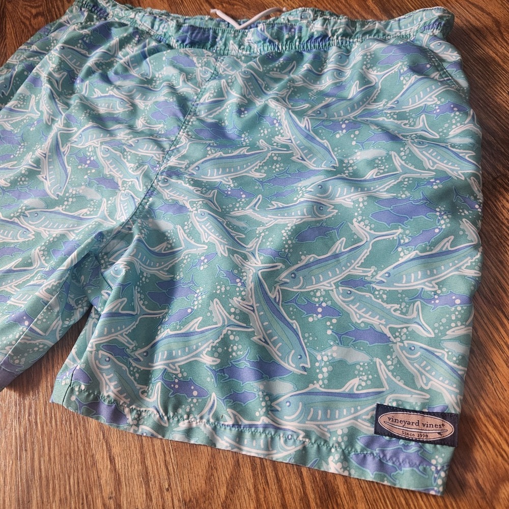 Vineyard Vines Swim Trunks Men's Size 2XL Blue Fish Mesh Lined Pockets Beach